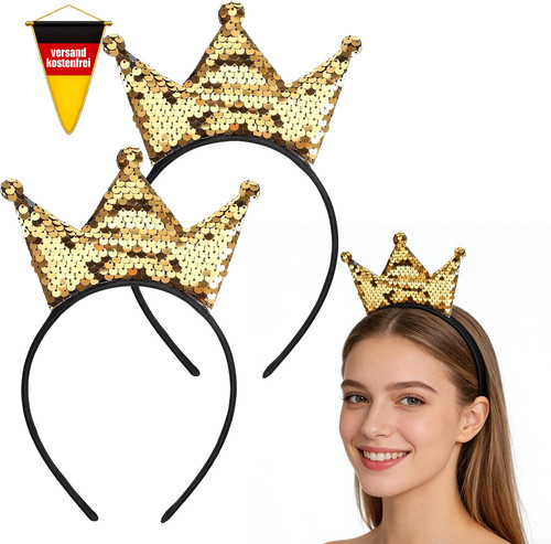 2er set kronen stirnband - set, gold